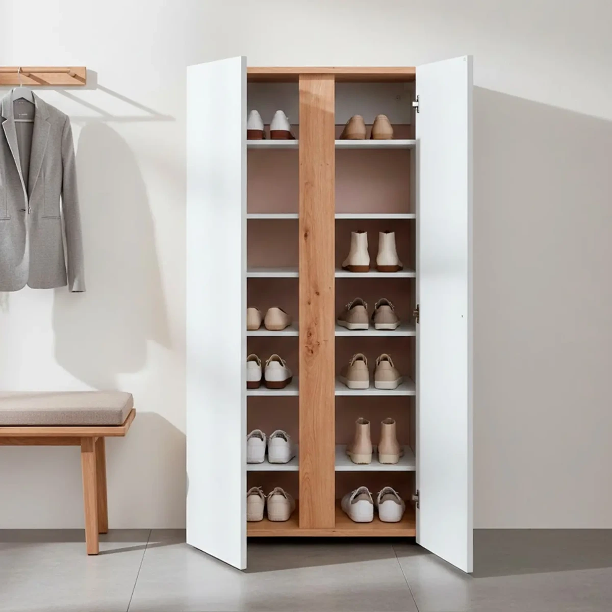 Scarpiera A 2 Ante Con 6 Ripiani Regolabili Mobile Portascarpe Moderno Per Ingresso Zona Giorno Corridoio Design Minimal Capacità Fino A 18 Paia