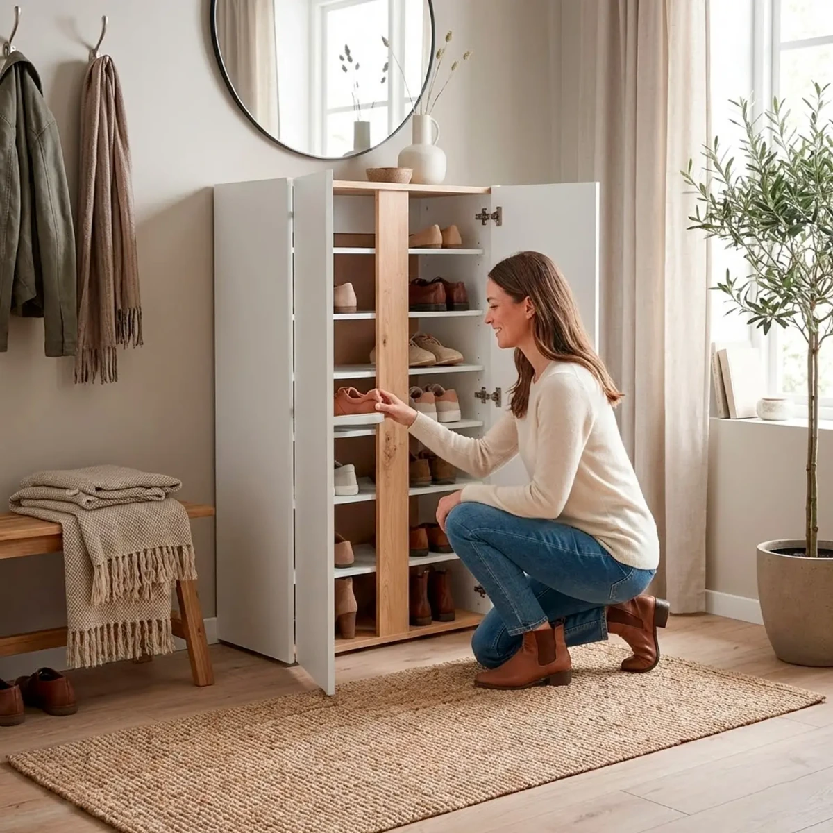 Scarpiera A 2 Ante Con 6 Ripiani Regolabili Mobile Portascarpe Moderno Per Ingresso Zona Giorno Corridoio Design Minimal Capacità Fino A 18 Paia