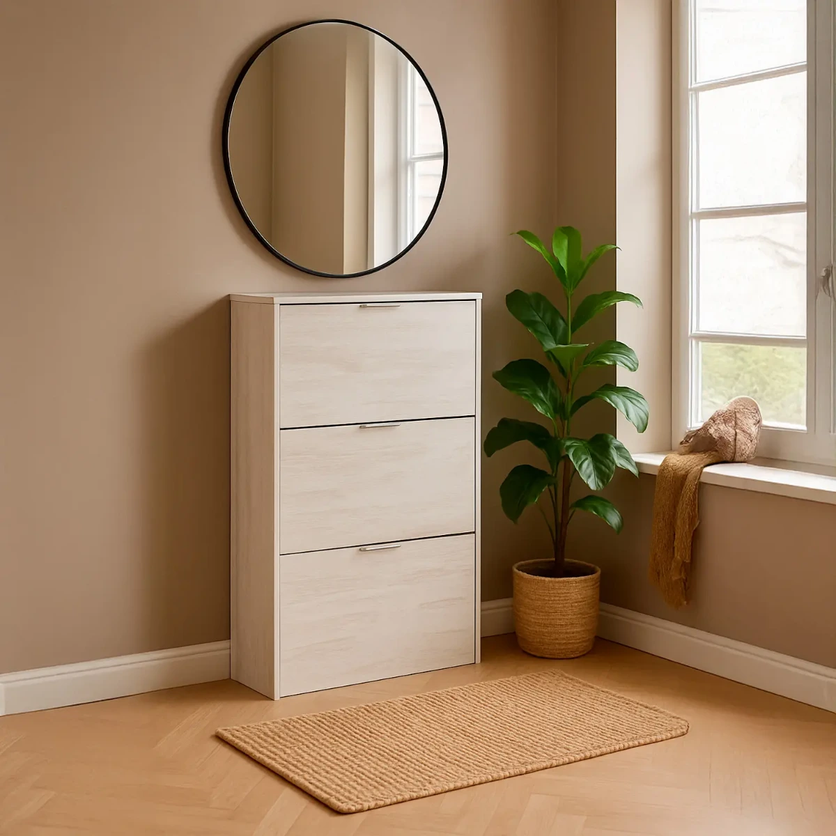 Scarpiera A Ribalta Salvaspazio 3 Ante E 6 Ripiani Mobile Portascarpe Antigraffio Fino A 20 Paia Di Scarpe Design Moderno Minimal Ingresso Corridoio Retro Porta 113 x 60 x 22 Cm