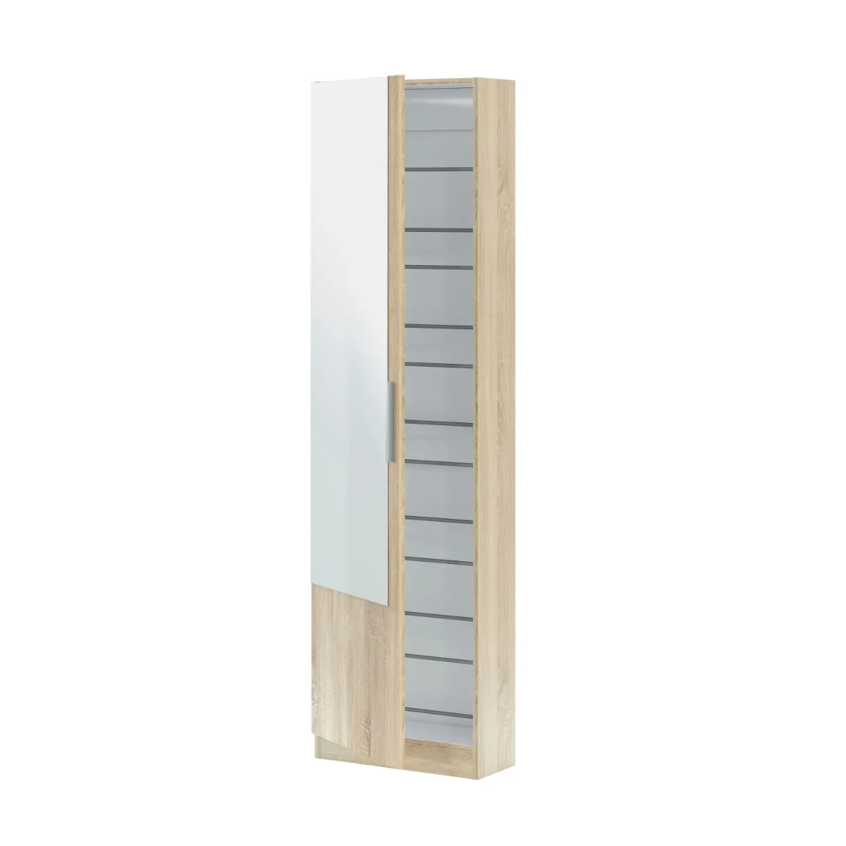 Scarpiera Armadio Portascarpe Con Specchio A Tutta Altezza Salvaspazio Mobile Verticale Per Ingresso Camera Corridoio 16 Paia di Scarpe Design Moderno 180 x 50 x 22 Cm