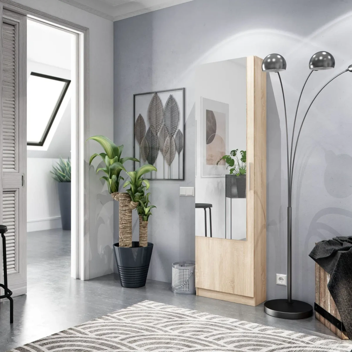 Scarpiera Armadio Portascarpe Con Specchio A Tutta Altezza Salvaspazio Mobile Verticale Per Ingresso Camera Corridoio 16 Paia di Scarpe Design Moderno 180 x 50 x 22 Cm