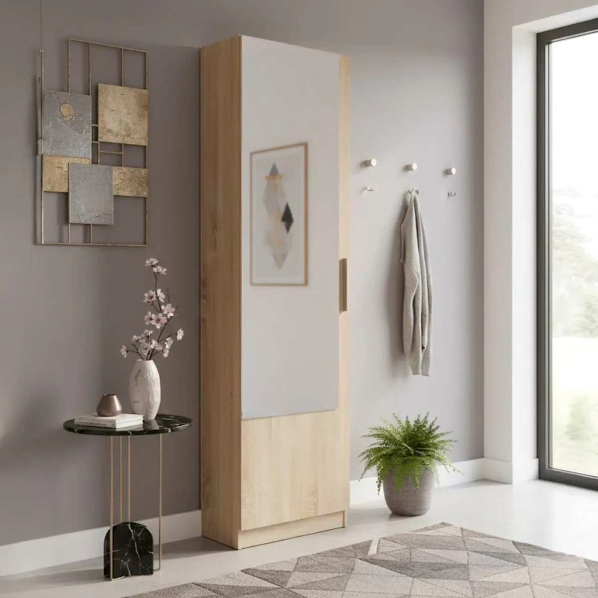 Scarpiera Armadio Portascarpe Con Specchio A Tutta Altezza Salvaspazio Mobile Verticale Per Ingresso Camera Corridoio 16 Paia di Scarpe Design Moderno 180 x 50 x 22 Cm