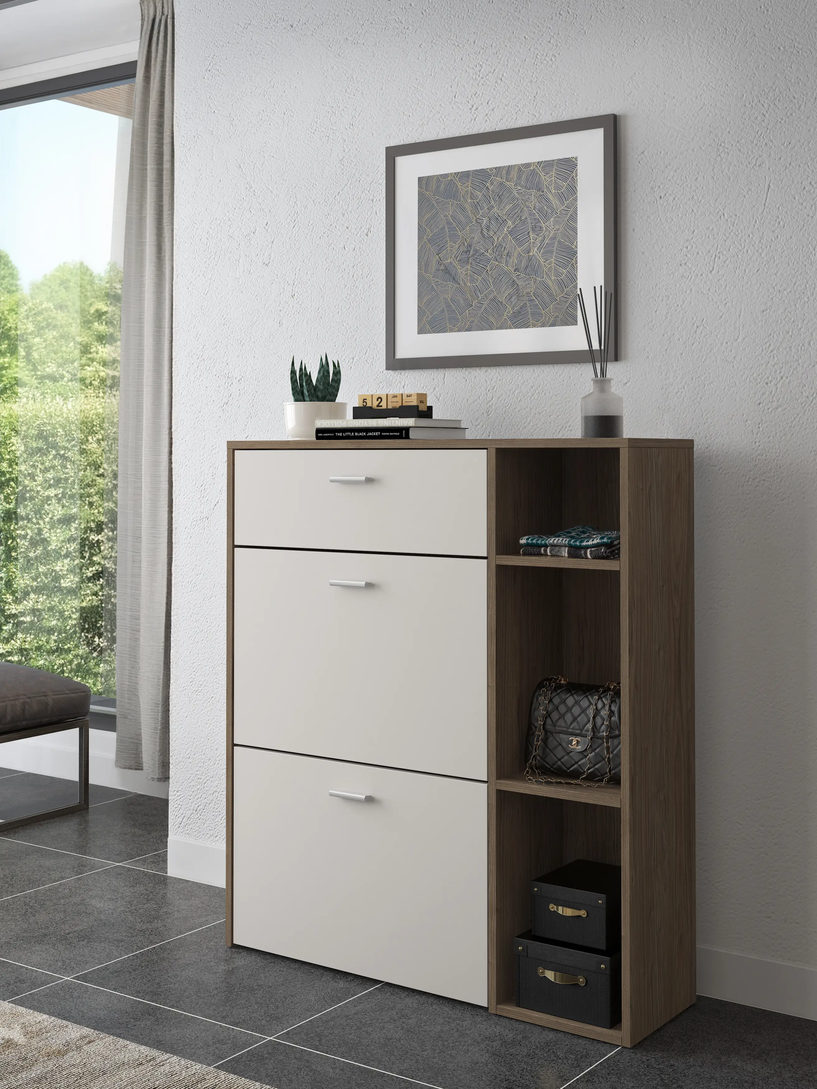 scarpiera-mobile-portascarpe-salvaspazio-ingresso-con-2-ribalte-doppia-profonditagrave-1-cassetto-3-vani-a-giorno-design-moderno-per-corridoio-sala-90-x-1015-x-26-cm-bianco-e-noce-439883