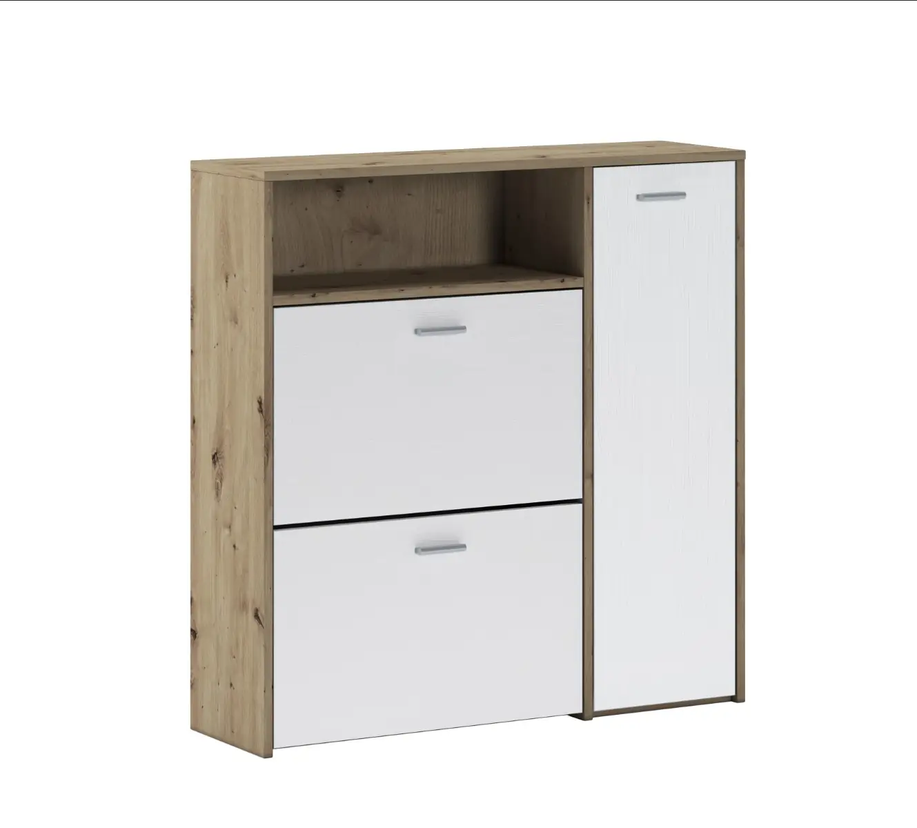 scarpiera-mobile-portascarpe-salvaspazio-ingresso-con-2-ribalte-doppia-profonditagrave-4-vani-a-giorno-design-moderno-per-corridoio-sala-915-x-94-x-266-cm-bianco-e-rovere-439642