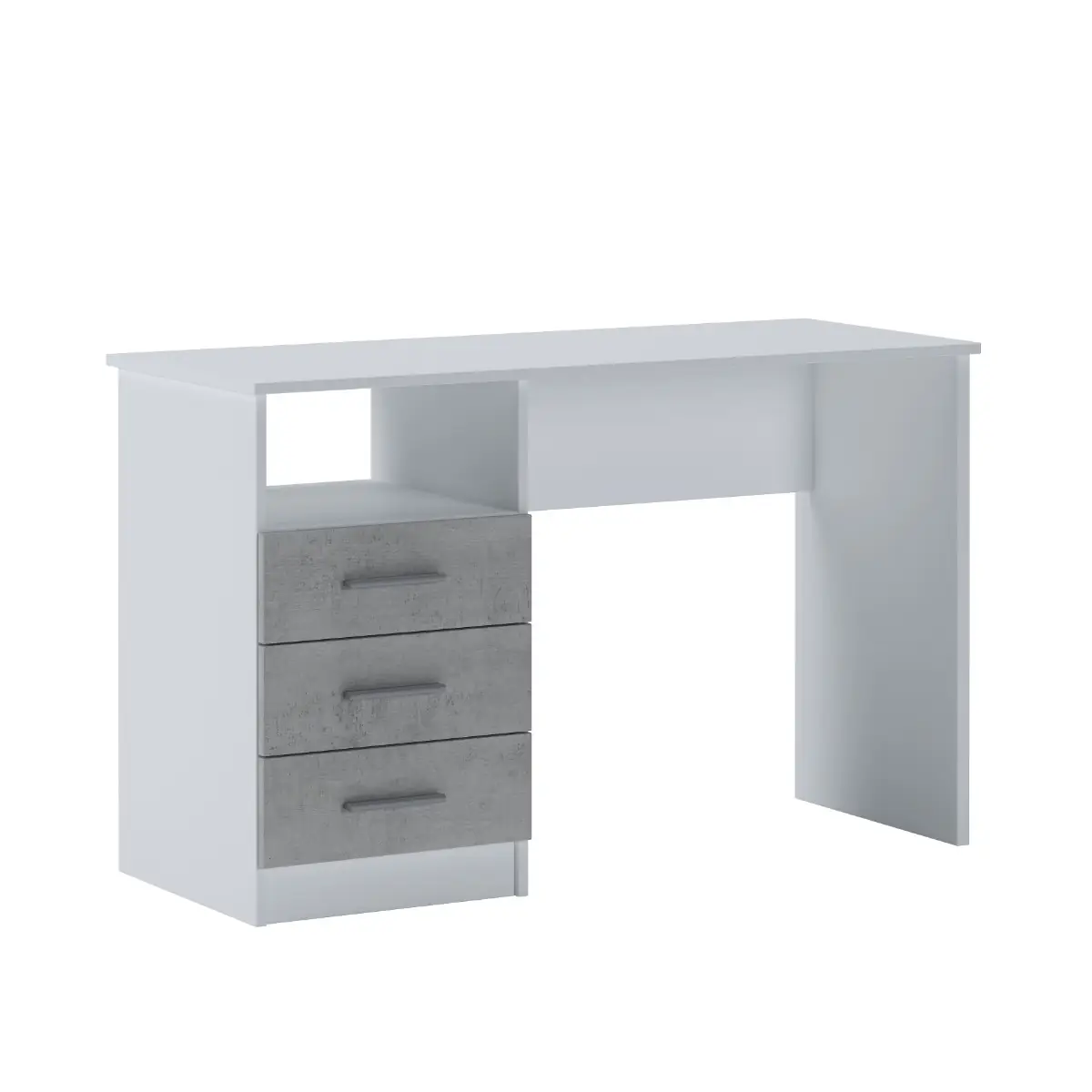 Scrivania Scrittoio Salvaspazio Lipsia Con Cassetti Laterali Mobile Desk Postazione Pc Da Studio Ufficio Soggiorno Sala da Pranzo Cameretta 120 x 72 x 48 Cm Bianco E Grigio Cemento