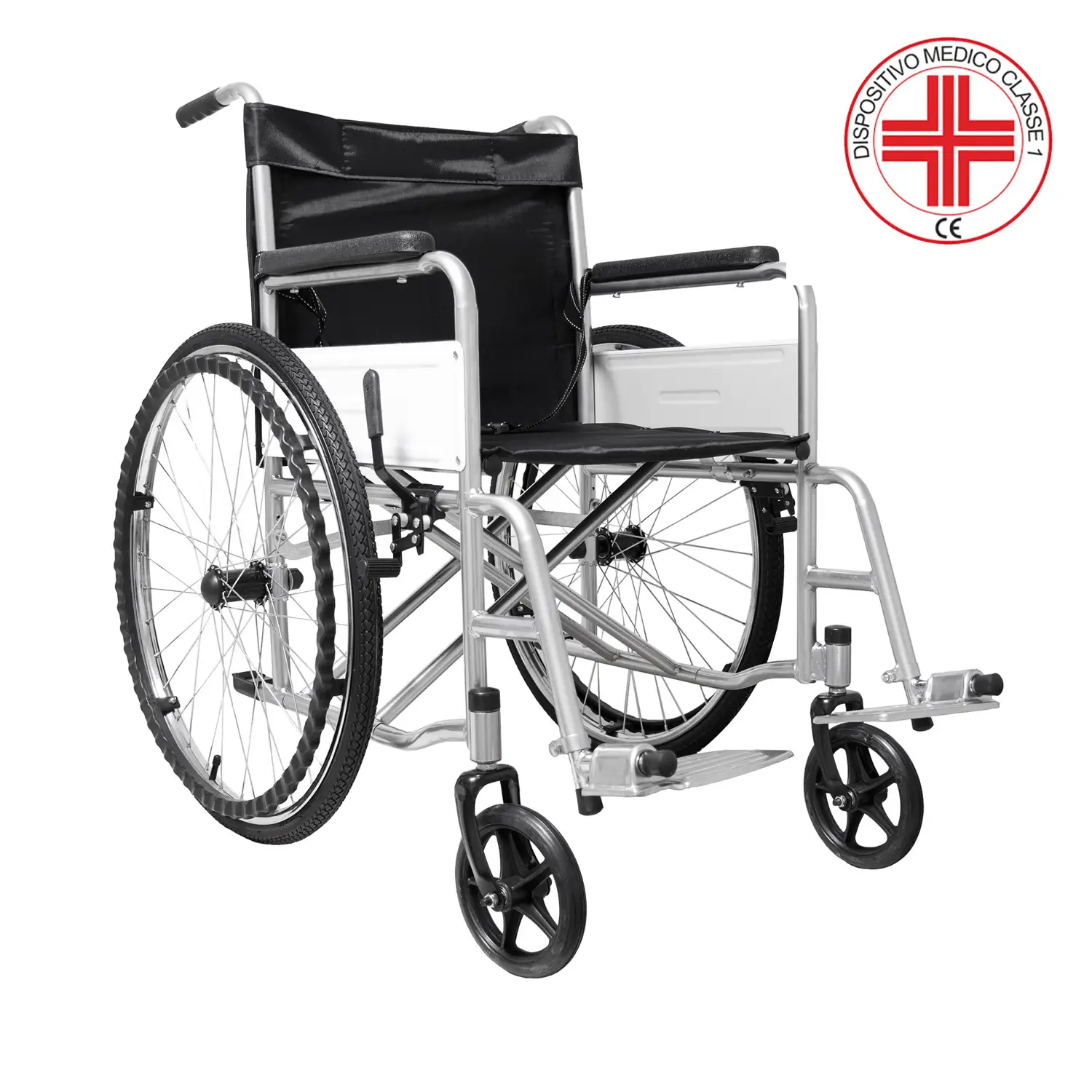 Sedia a Rotelle Carrozzina Disabili Anziani Leggera Ad Autospinta Pieghevole Telaio Robusto Ed Ergonomico in  Acciaio Con Auto Spinta Cintura Di Sicurezza Braccioli Poggiapiedi Estraibili Colore Grigio
