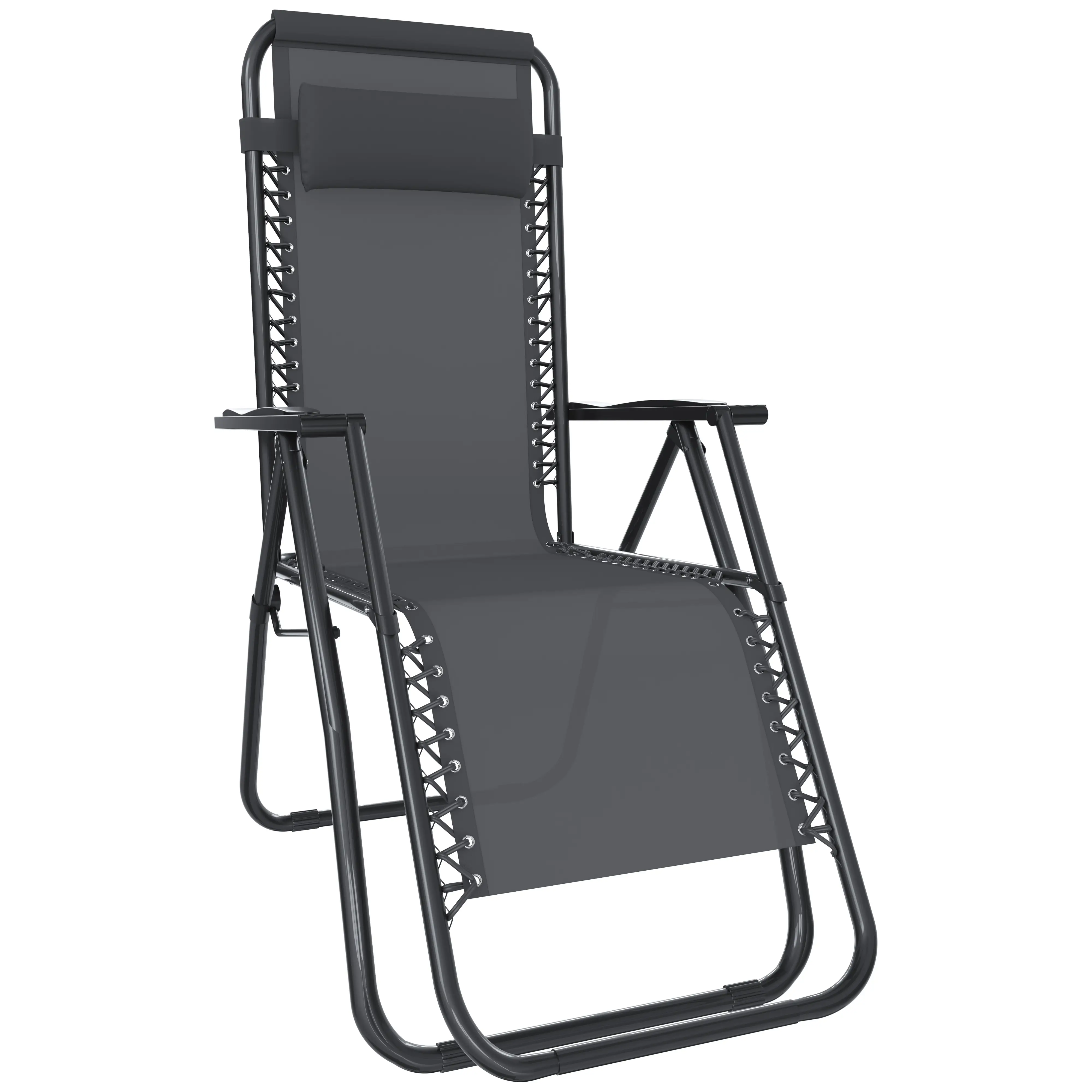 Sedia Sdraio A Gravità Zero Da Giardino Poggiatesta Regolabile Sedia Pieghevole Oscillante Ergonomica Traspirante Zero Gravity Da Esterno Piscina Mare Portata Massima 120 Kg (Grigio Scuro)
