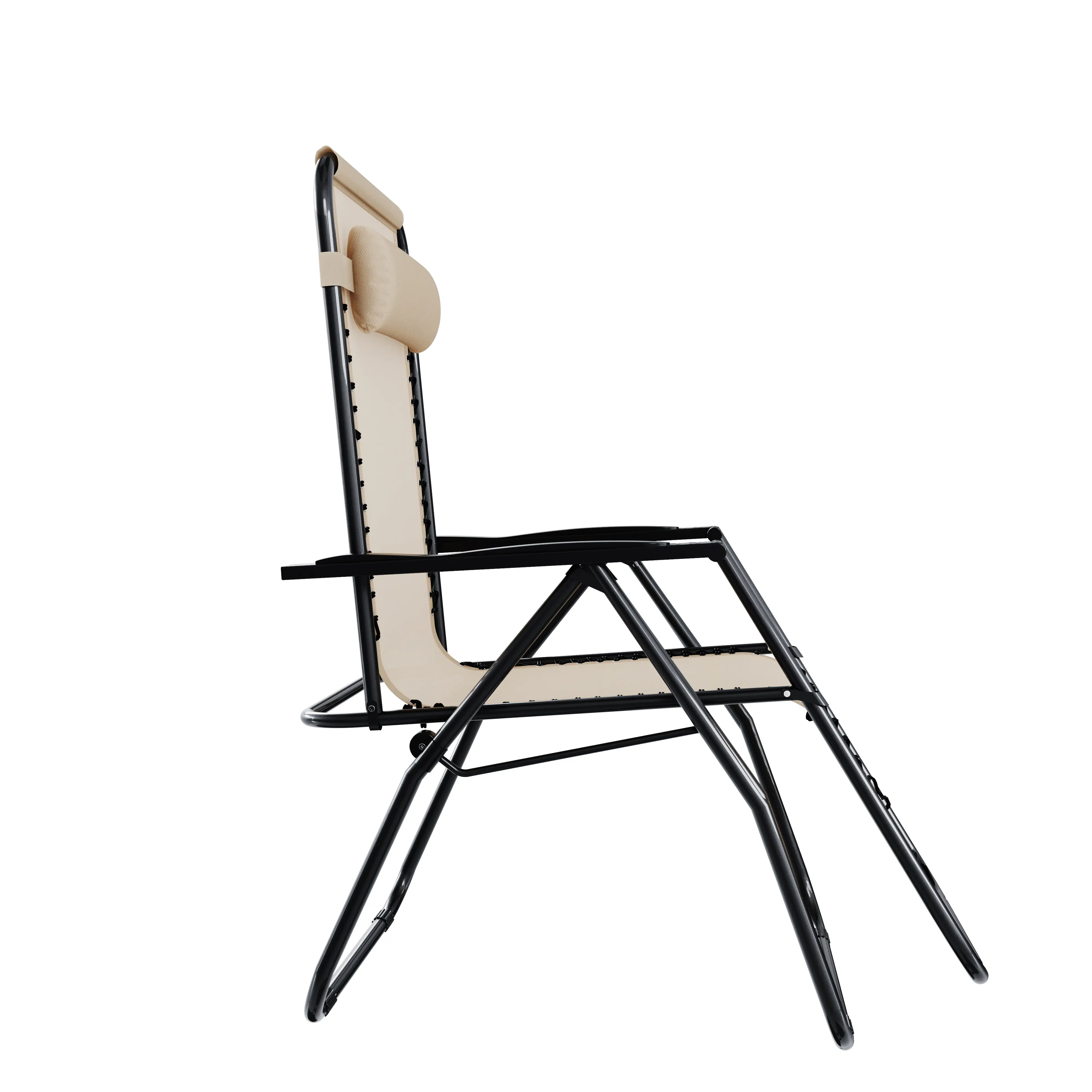 Sedia Sdraio A Gravità Zero Da Giardino Poggiatesta Regolabile Sedia Pieghevole Oscillante Ergonomica Traspirante Zero Gravity Da Esterno Piscina Mare Portata Massima 120 Kg (Beige)