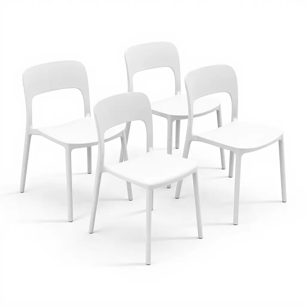 Set 4 Sedie Da Giardino In Polipropilene Impilabili Leggere E Resistenti Ideali Per Esterni Terrazze Giardini Bar Dehors Ristoranti 41 x 82,5 x 52 cm Bianco