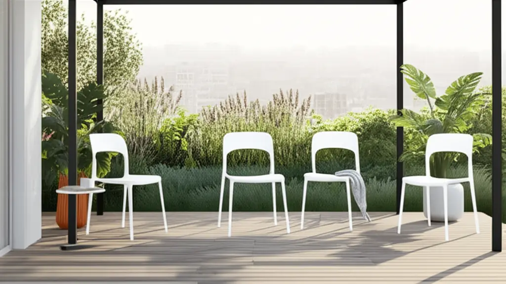 Set 4 Sedie Da Giardino In Polipropilene Impilabili Leggere E Resistenti Ideali Per Esterni Terrazze Giardini Bar Dehors Ristoranti 41 x 82,5 x 52 cm Bianco