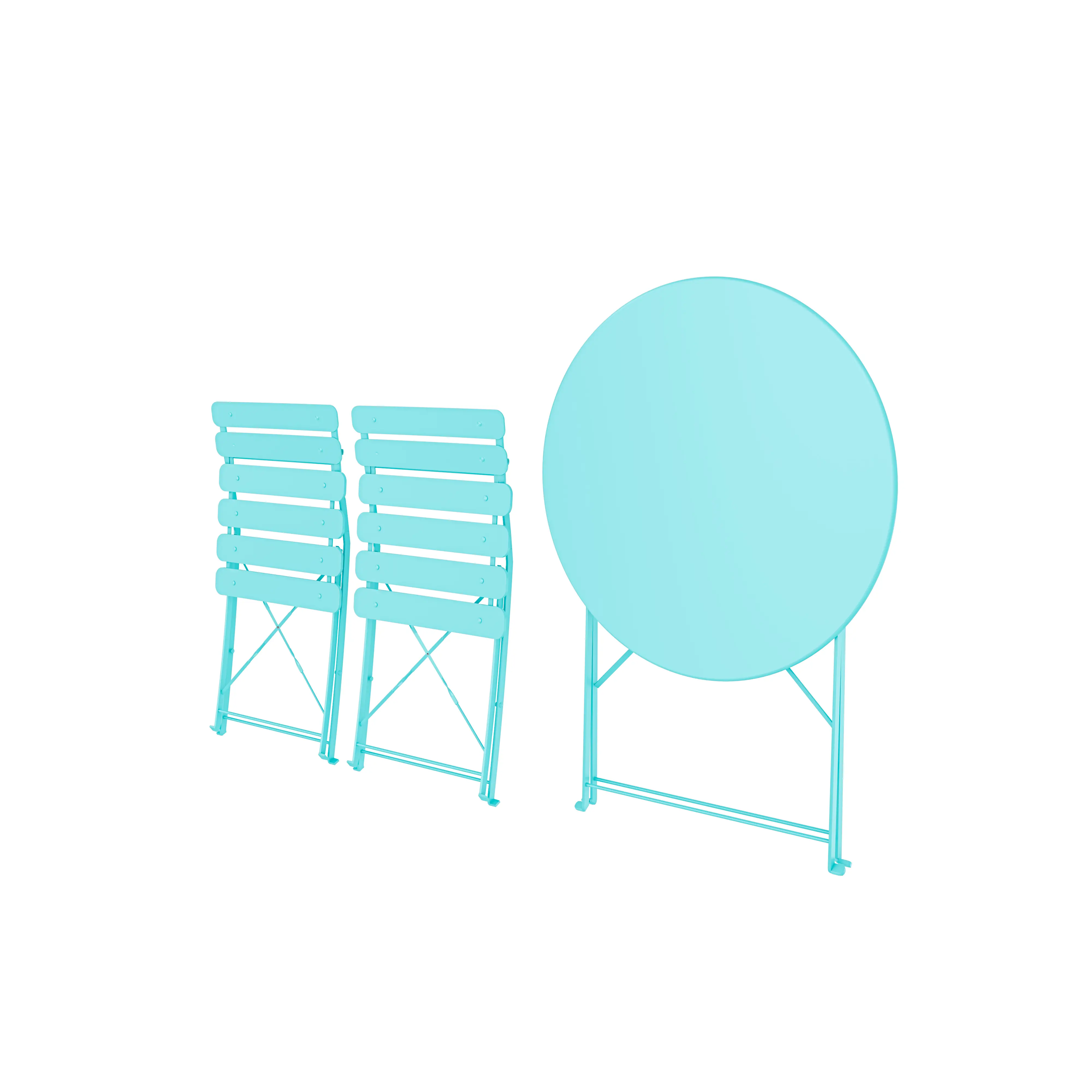 Set Bistrot 2 Sedie Con Tavolino Pieghevole Salvaspazio Salottino Salotto In Acciaio Per Patio Giardino Balcone Veranda Esterno Piscina Terrazzo Arredo Design Retro Industrial Azzurro