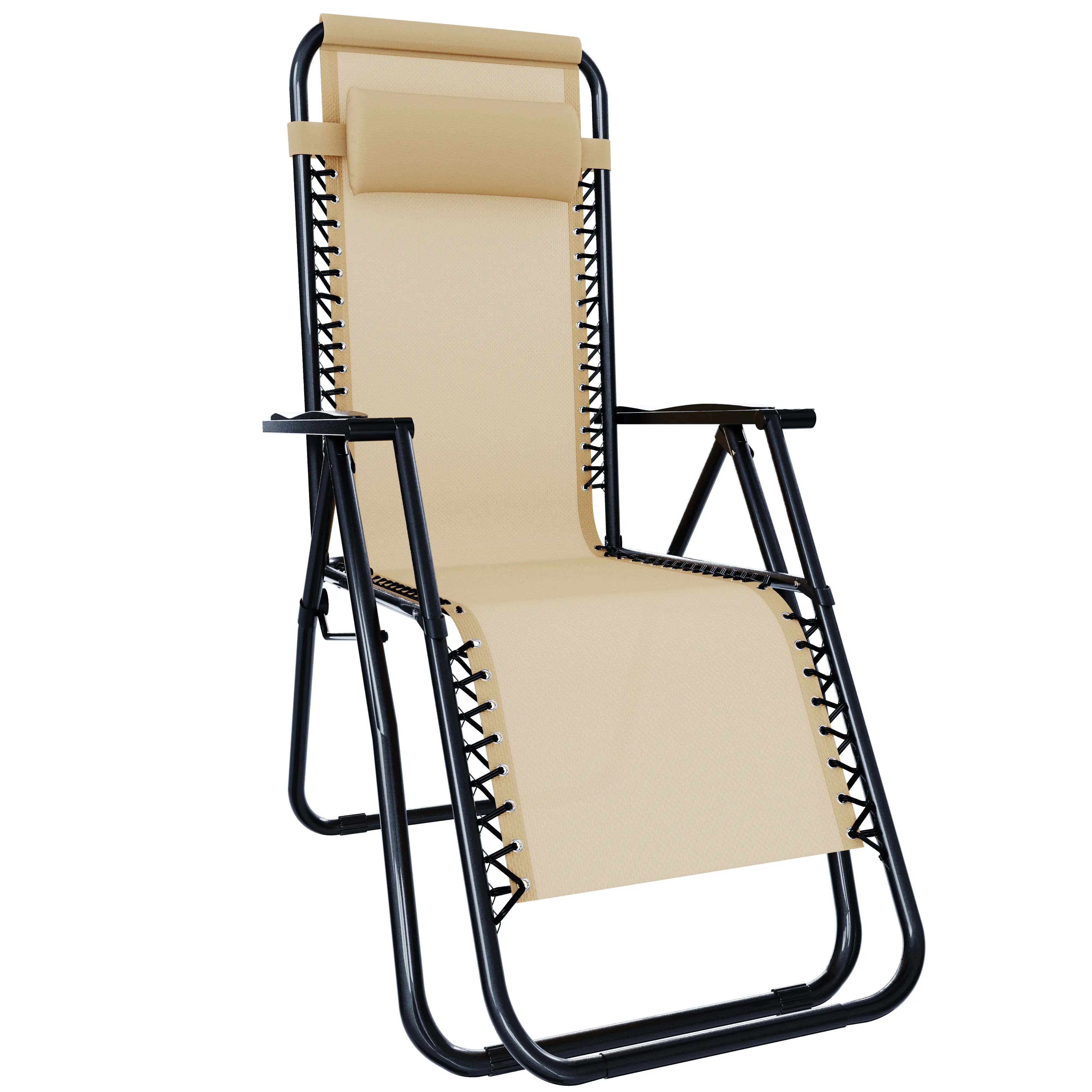 Set Da 2 Sedie Sdraio A Gravità Zero Da Giardino Poggiatesta Regolabile Sedia Pieghevole Oscillante Ergonomica Traspirante Zero Gravity Da Esterno Piscina Mare Portata Massima 120 Kg (Beige)