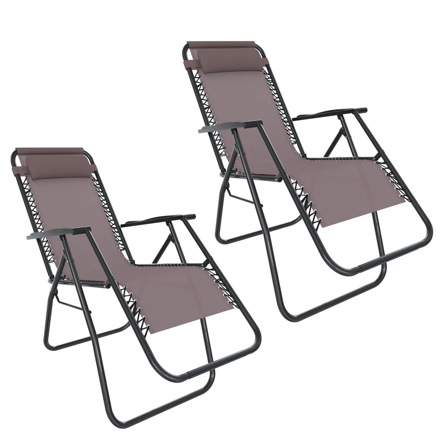 Set Di 2 Sedie Sdraio A Gravità Zero Da Giardino Poggiatesta Regolabile Sedia Pieghevole Oscillante Ergonomica Traspirante Zero Gravity Da Esterno Piscina Mare Portata Massima 120 Kg (Tortora)