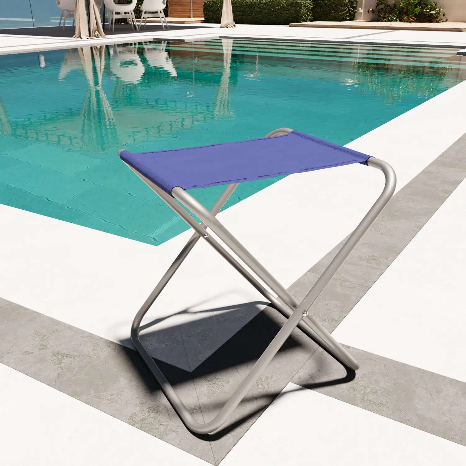 Sgabello Pieghevole Per Camping Campeggio Mini Sedia Seggiolino Portatile Con Struttura In Metallo Verniciato Per Esterni Pesca Viaggi Escursione Giardino Spiaggia Mare 37 x 32 x 30 Cm (Blue)
