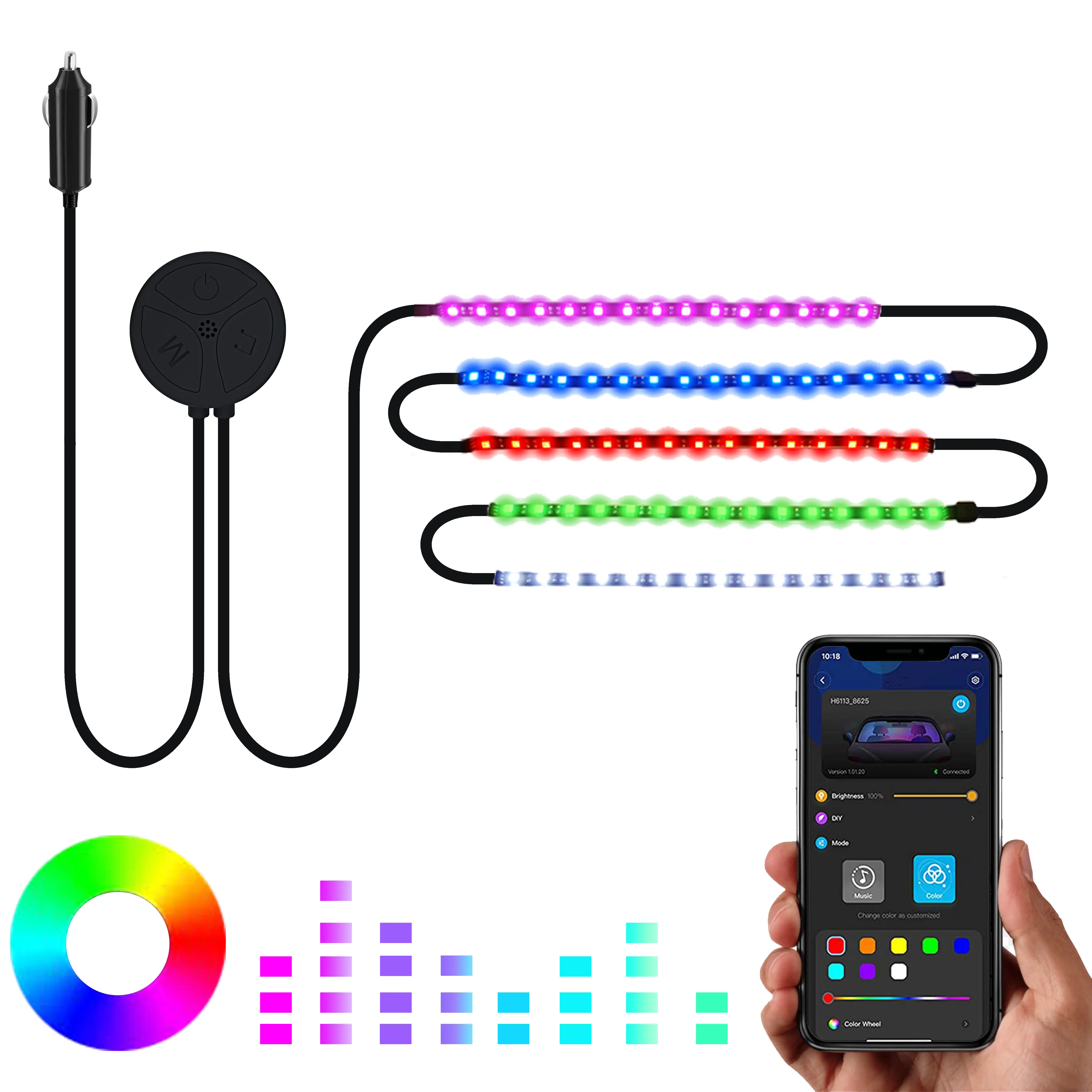 striscia-led-auto-abitacolo-con-app-luci-interne-per-macchina-con-48-led-9-colori-multicolore-rgb-impermeabile-modalit-musica-kit-illuminazione-con-telecomando-caricabatterie-per-accendisigari-191383-1