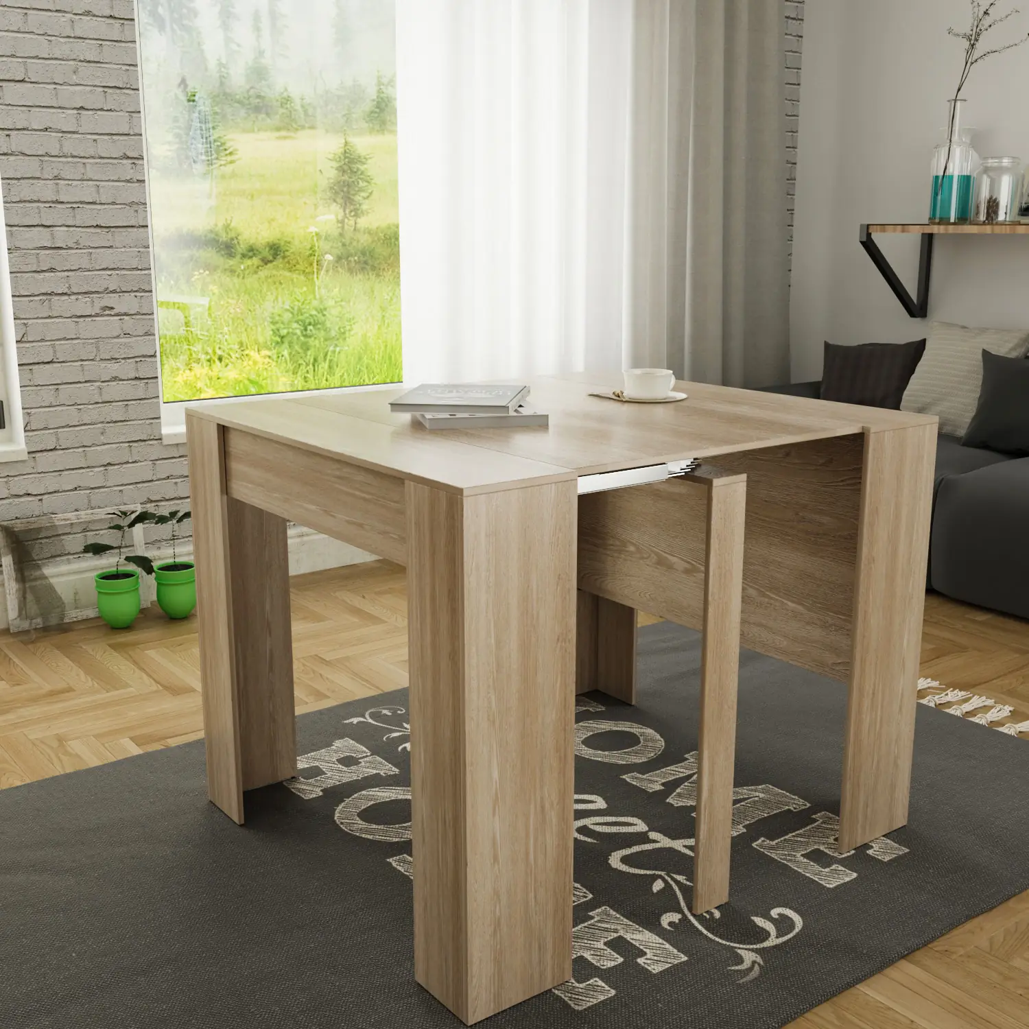 Tavolo Consolle Allungabile New York Plus Fino A 3 Metri, Tavolo 14 Posti Salvaspazio Multiposizione, Design Moderno Ed Elegante, Consolle Per Casa E Ufficio, 78 x 51 x 90 cm, Colore Rovere