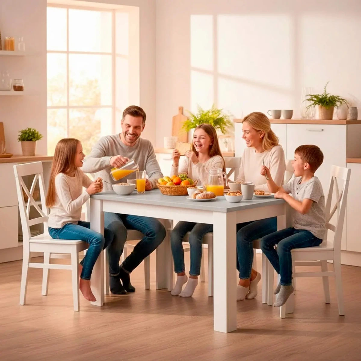 Tavolo Da Pranzo 4 Posti Fisso Stile Nordico Moderno Minimal Tavolino Per Cucina Sala Da Pranzo Soggiorno Zona Living 108.5 x 67 x 78 Cm
