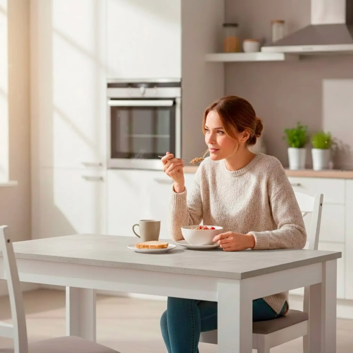 Tavolo Da Pranzo 4 Posti Fisso Stile Nordico Moderno Minimal Tavolino Per Cucina Sala Da Pranzo Soggiorno Zona Living 108.5 x 67 x 78 Cm