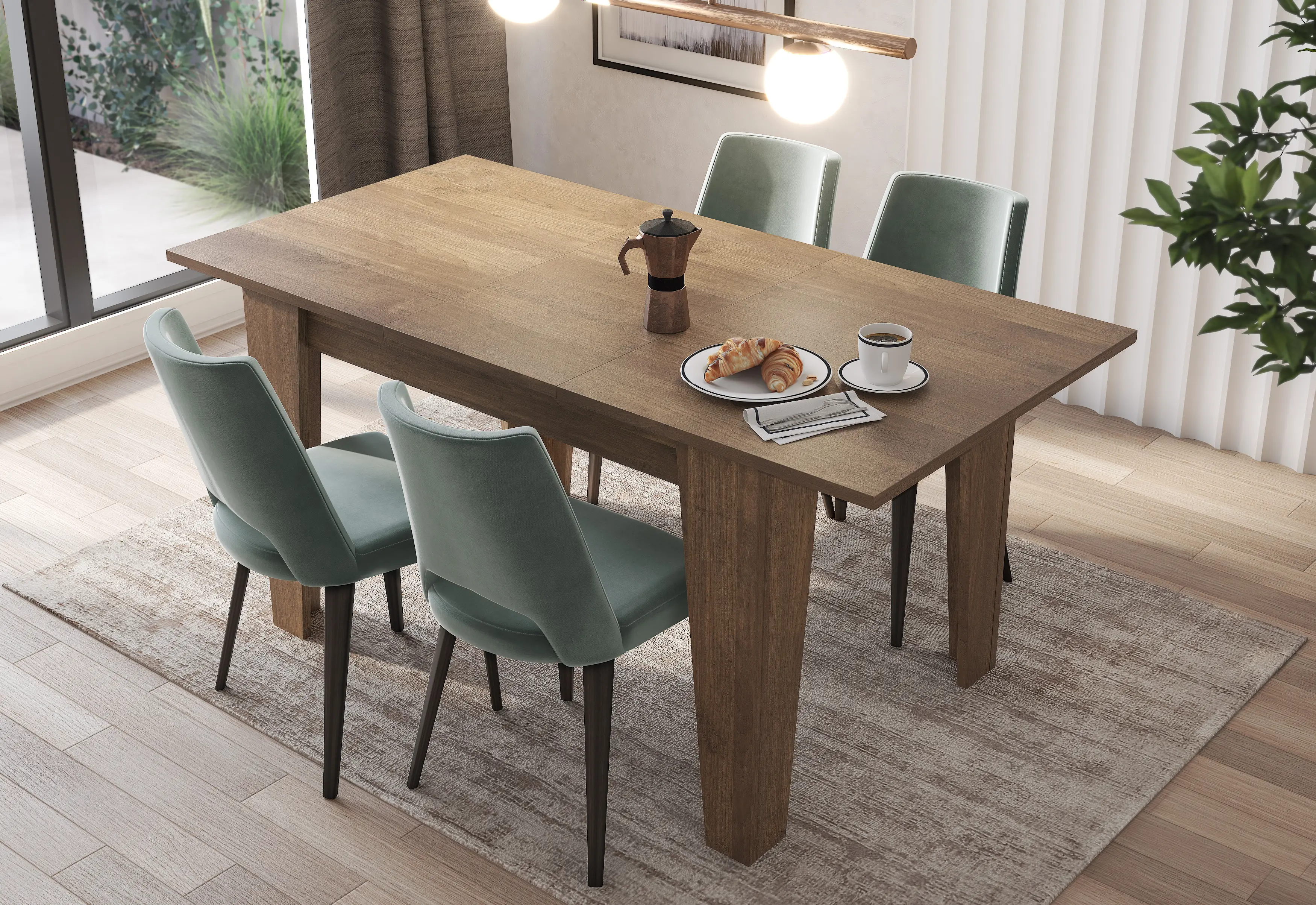 Tavolo da Pranzo Allungabile Da 120 A 160 Cm Gambe a Spillo Design Moderno 6 Posti In Melaminico di Alta Qualità Estensibile Con Guide In Metallo Cucina Salotto Soggiorno 160 x 90 x 78 Cm (Noce)