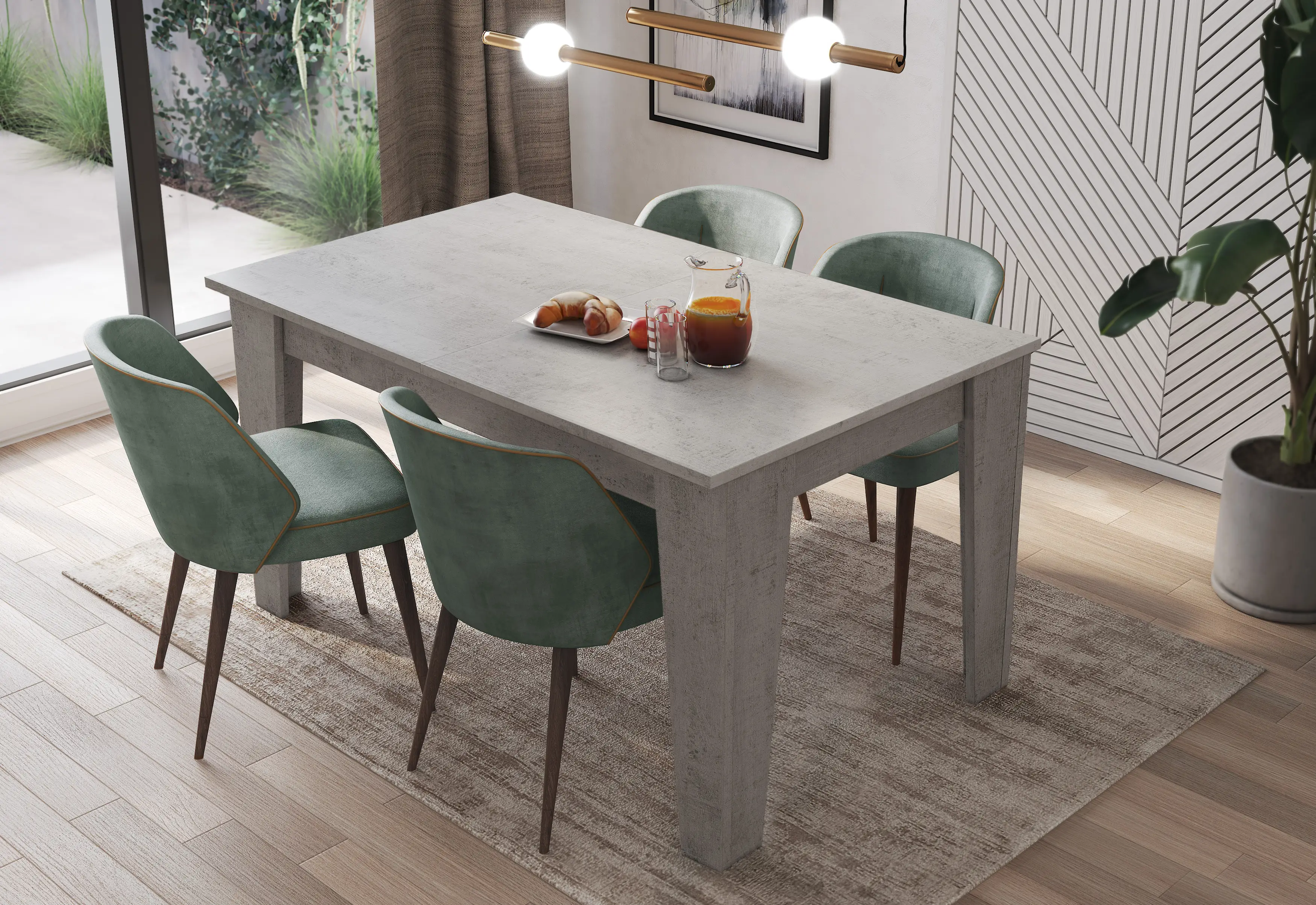 Tavolo da Pranzo Allungabile Da 140 A 200 Cm Gambe a Spillo Design Moderno 8 Posti In Melaminico Estensibile Con Guide In Metallo Cucina Salotto Soggiorno 200 x 90 x 78 Cm (Grigio Cemento)
