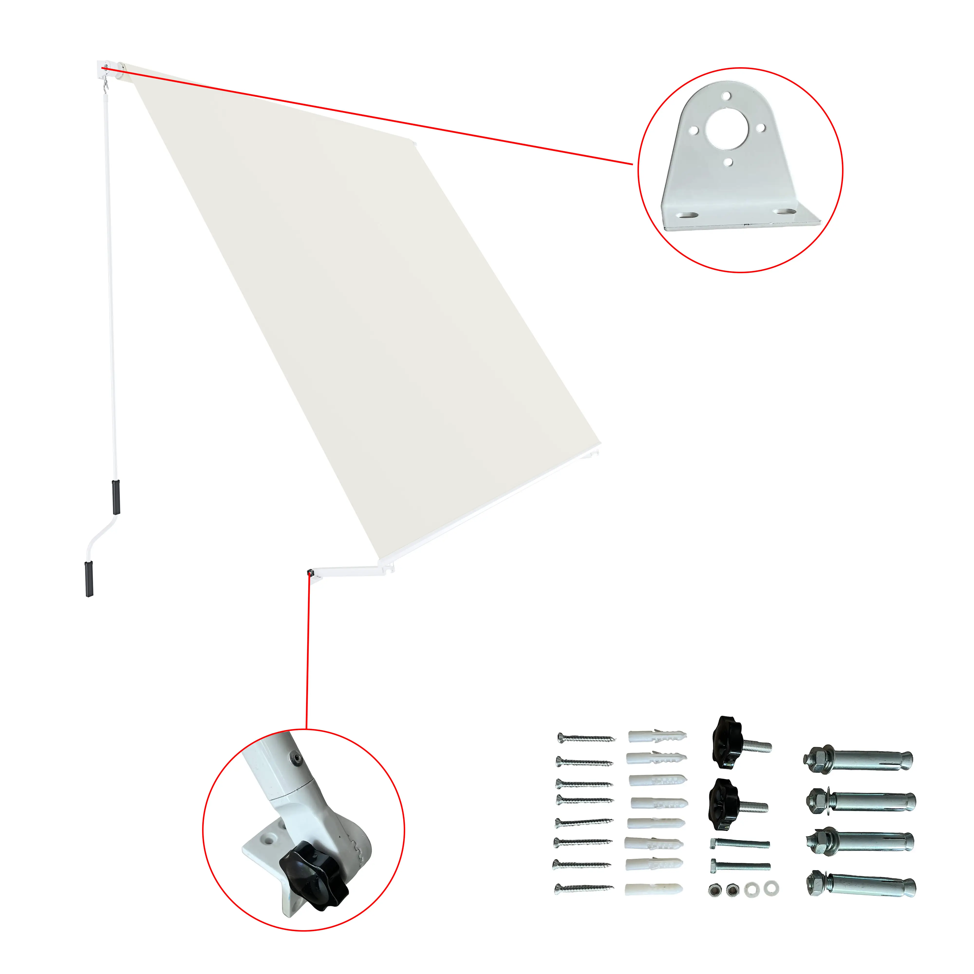 Tenda Da Sole Per Balcone Telo Parasole In Tessuto Impermeabile Resistente 240gr Con Sistema A Caduta E Bracci Di Supporto Apertura A Manovella Esterno Terrazzo Finestra Colore Beige 295 x 245 cm