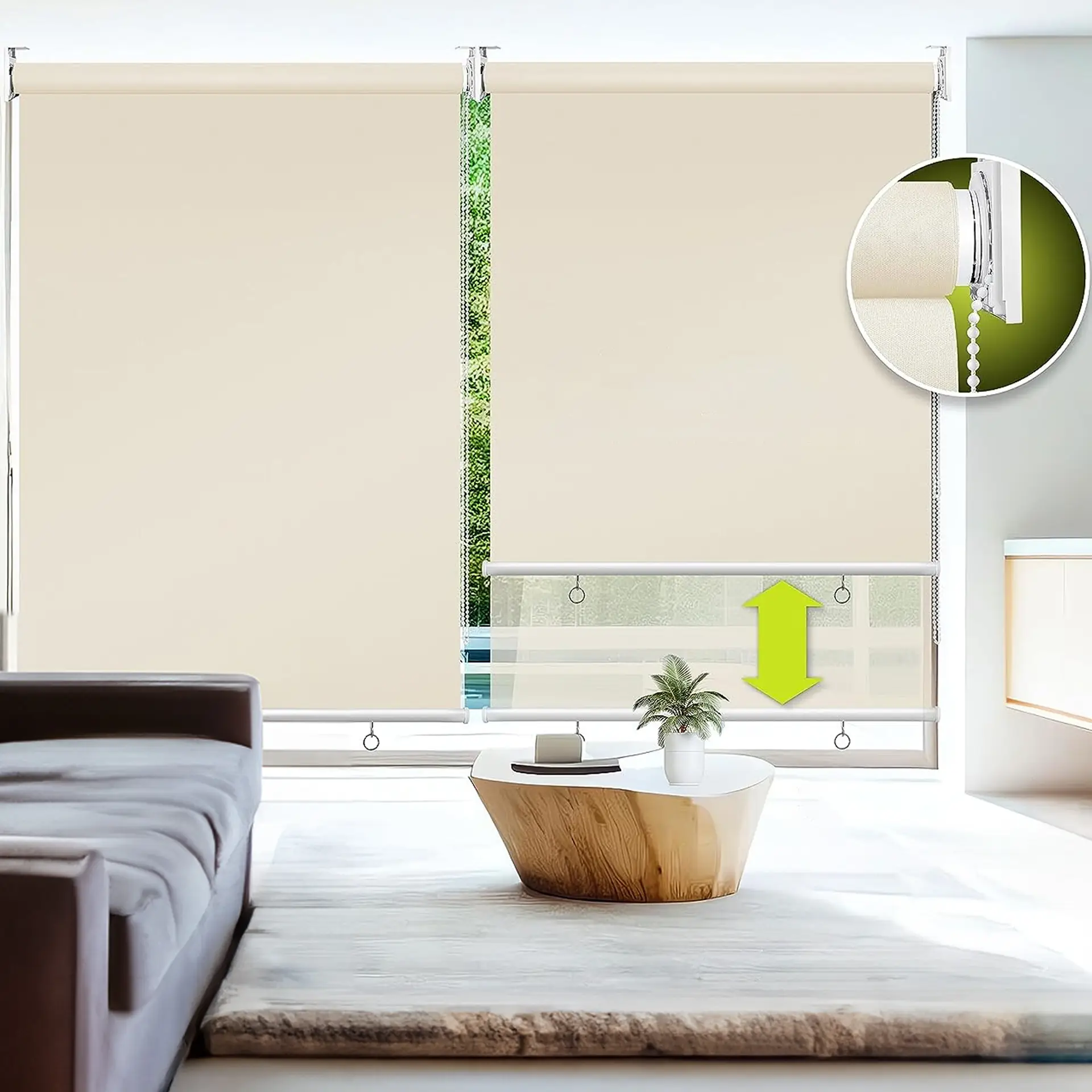 Tenda Da Sole Verticale Avvolgibile A Rullo Per Esterno Balcone Terrazzo Anti UV Impermeabile Protezione Privacy Resistente Antivento Parasole Oscurante Ombreggiante Beige (100 x 140 Cm)