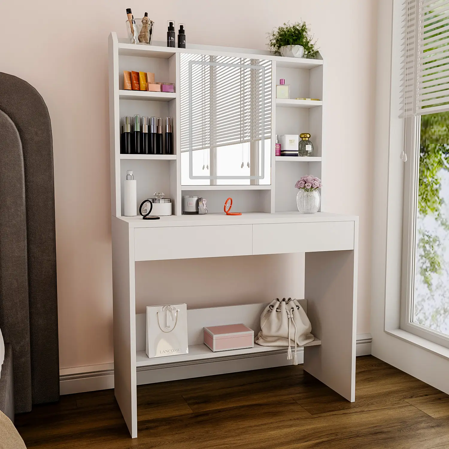 toeletta-tavolino-da-trucco-tavolo-con-luce-led-luminositagrave-e-tonalitagrave-regolabile-specchio-2-cassetti-7-scomparti-a-giorno-mensole-regolabili-postazione-make-up-in-legno-40-x-90-x-145-cm-bianco-437675