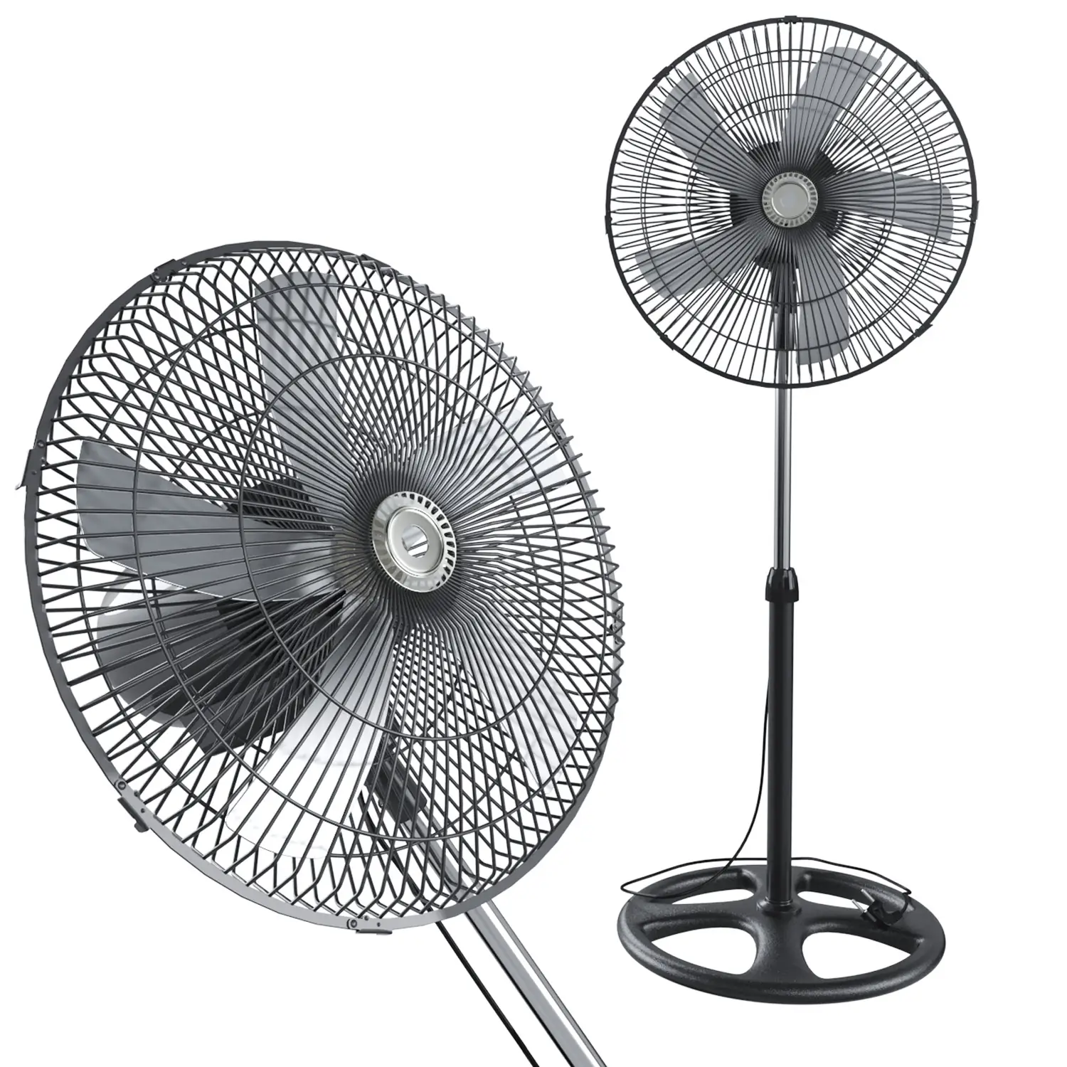 ventilatore-a-piantana-potente-da-75w-per-pavimento-5-pale-in-acciaio-da-42-cm-silenzioso-3-velocitagrave-oscillante-altezza-e-inclinazione-regolabili-griglia-di-protezione-design-mexicali-colore-nero-436221